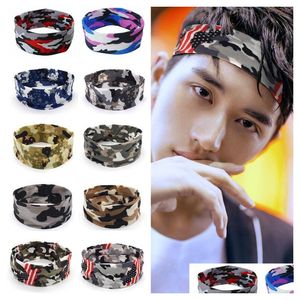 Accessoires de cheveux Mode Femmes Hommes Fille Garçons Élasticité Rock Camo 1PC Stretch Bandeau Casual Head Band Sport Sweat Sweatband Yoga Gym Dhjby