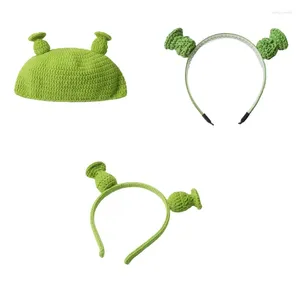 Accessoires pour cheveux, bonnet d'oreille vert, bandeau d'halloween, chapeau Skulli, pographie N7YD