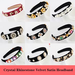 Accesorios para el cabello Jeweled Pearl Hairband Mujeres Niñas Crystal Rhinestone Bisel Elegante Velvet Satin Headband 24 estilos