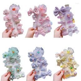 Accessoires de cheveux petites filles épingle à cheveux en vrac belle fleur arcs pince latérale pour enfants 10 pièces Style coréen enfants Tulle nœud papillon