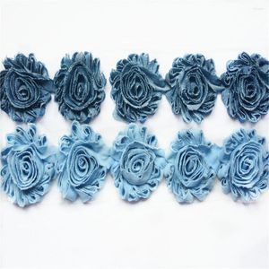 Accessoires pour cheveux Shaby Rosette Flower Shabby Chiffon Rose Trim Denim 16yds / lot (2 Denim)