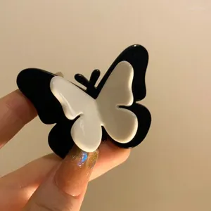 Accessoires de cheveux simples rétro noirs blanc stéréo acrylique papillon