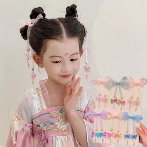 Accessoires pour cheveux, bandeau à cravate, nœud à pampilles, Long ruban, couvre-chef de Style chinois, épingle à cheveux ancienne, corde tissée Hanfu pour enfants