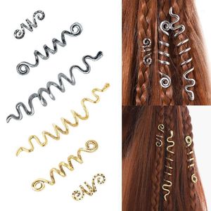 Accessoires de cheveux Vintage Argent Réglable Viking Dread Tresses Dreadlock Barbe Perles Poignets Clips Pour Anneaux Femmes Hommes