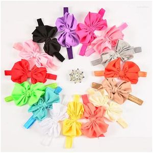 Accessoires de cheveux en gros 15pcs / lot 15 Couleurs Bandons pour nourrissons Band Tête enveloppe Elastic Bands Ribbon Bows Tiara Baby Bandbands Drop Del Otr7c