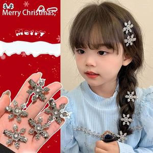 Accessoires pour cheveux, épingle à cheveux flocon de neige en strass pour filles, Clip d'ambiance de noël, Barrettes douces et mignonnes, couvre-chef