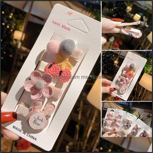 Hair Aessories Baby, Kids Maternity Lovely Childrens Series Clips Set 4 Pcs Cute Hairpins With Different Decor Korean Style Hairs Aessory