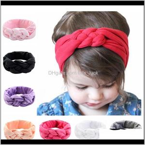 Accesorios para el cabello Bebé, Maternidad 1 pieza Diademas sólidas y suaves para niños Niñas Turbante cruzado Nudo de lazo hecho a mano Envoltura ancha para la cabeza Diademas elásticas B