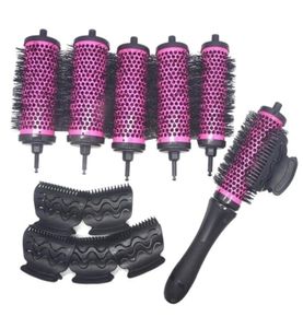 Cepillos para el cabello 6 piezas set 3 tamaños cepillo de rodillo con mango desmontable con clips de posicionamiento barril de cerámica de aluminio rizador peine tocador 228124664