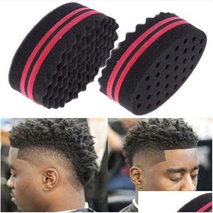 Cepillos para el cabello Oval Cepillo de esponja de doble cara para la bobina afro natural Wave Dread Barber Styling Tool Drop Delivery Products Care Dhgwh