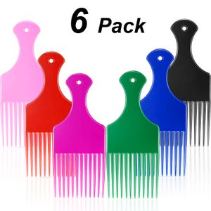 Cepillos para el cabello Peine de selección 6 5 pulgadas Herramienta de peinado de peluquería afro ancha de plástico liso para rizado natural Negro Azul Rosa Gree Topscissors Amerc