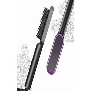 Brosses à cheveux Brosse à lisser professionnelle Peigne chauffant Peignes à lisser Droite Bouclée Style Anti-brûlure Céramique Lisseur67 Dhxbp