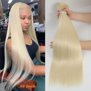 Hair Bulks 613 Honey Blonde Straight Hair Bundles Ombre Hair Extension 30 32 34 36Inch Super Long Hair Grey Sintético Straight Hair Weaving 230308