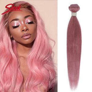 Hair Bulks Brazilian Straight Pink Color Human Bundles Sleek Natural Silky For Black Deal Extension 230508