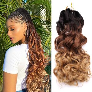 Pre-Stretched Synthetic French Curl Braiding Hair Extensions, Spiral Crochet Loose Wave, High Temperature Fiber
