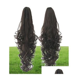 Hair Bun Maker Fashion Long Wavy Cosplay Perruques Boucles Ponytail Griffe Clip Pony Tail Extensions Mticolor Femmes Perruque Chaleur Résistant8425794 D Dhsxi