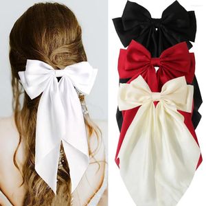 Clips de cheveux 10pcs Grand ruban Bow Clip de ressort noir rouge blanc Satin Bowknot Accessoires en gros