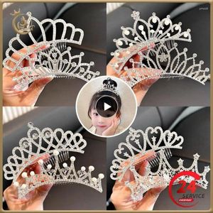 Clips de cheveux 1pcs enfants mini couronnes combinaison Crystal Bridal Tiaras Princess Crow