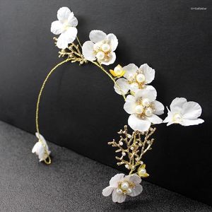 Pinzas para el cabello, 4 estilos, banda de perlas de flores blancas, elegante, para novia, boda, fiesta de graduación, Cosplay, Tiara de compromiso, adornos, accesorios para diadema