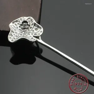 Amxiu – pinces à cheveux en argent Sterling 925, bâtons antiques Vintage, bijoux faits à la main, épingles à cheveux en fleur de Lotus