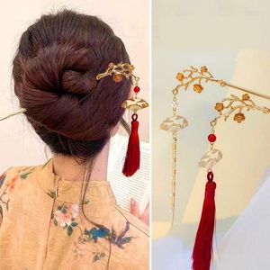 Pinces à cheveux Style ancien en forme d'éventail, longs bâtons à pampilles pour femmes, baguettes de coiffure Hanfu pour filles, accessoires classiques