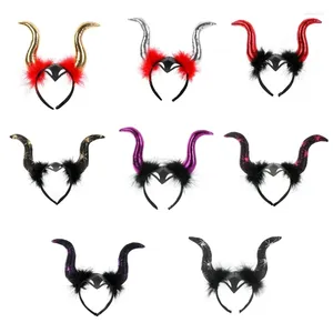 Pinzas para el pelo, diadema de cuerno fresco de animales, accesorios de pluma de Cosplay del diablo de dibujos animados