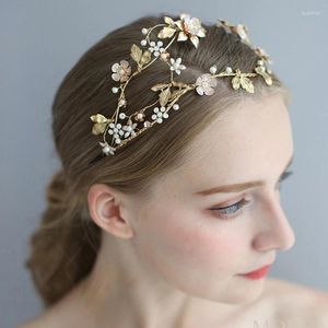 Pinzas para el pelo, Tiara nupcial con cuentas de cristal antiguo, doble banda, corona Floral, joyería hecha a mano para fiesta de boda