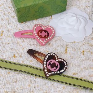 Pinces à cheveux Barrettes marque designer doux rose amour coeur pinces à cheveux barrettes lettres de luxe brillant cristal bling diamant épingles à cheveux pour femmes filles cadeau