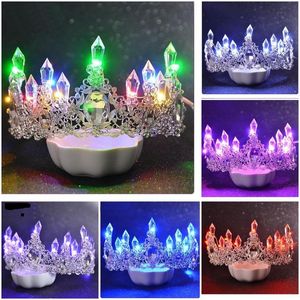 Pinces à cheveux Barrettes cristal strass diadèmes pour mariée femmes lumière LED couronnes ornements bijoux mariage mariée reine couronne diadème