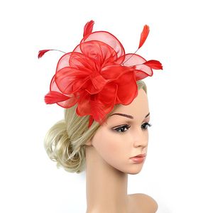 Pinzas para el cabello Barrettes Faux Feather Net Yarns Hat Color sólido Fascinator Weddings Tea Party Headwear Ornamento para niñas y mujeres NYZ Shop