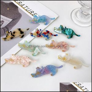 Pinces À Cheveux Barrettes Bijoux Longueur 8 Cm Corée Dessin Animé En Forme De Chat Bang Femmes Mti Couleur Acide Acétique Animal H Dhg1E