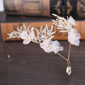 Pinces à cheveux Barrettes Style coréen Femmes Perle Cristal Fleur V Forme Goutte D'eau Couronne Diadème Coiffure Mariage Bijoux De Mariée Accessoire VL