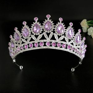 Pinces à cheveux Barrettes violet strass pierre couronne bandeau princesse mariée cerceau paillettes coiffure accessoires pour femmes LB