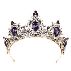 Clips de cabello Barrettes Púrpura Crown Crown Bride Boda Bridal Tiara Diebre aro Drinestone Charms Luxury Jewelry Glow F201S