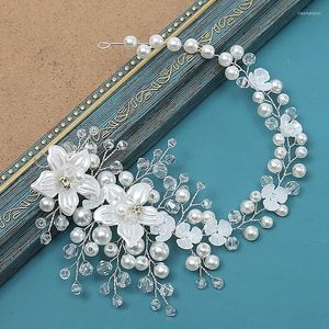Pinces à cheveux accessoires de mariée faits à la main en forme de fleur perle de cristal torsadée bande chaîne souple