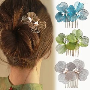 Clips de cheveux Bride Wedding Combs Gold / Silver Color Alloy Flower Hairpin For Women Birthday Party Showpice Bridesmaid Jewelry