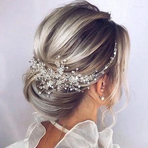 Pinces à cheveux mariée mariage bandeau de luxe cristal bandeaux pour femmes filles fête tête bijoux brillant perlé casque Noiva