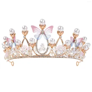 Pinzas para el cabello Mariposas Princesa Tiara Cosplay Joyería de moda Sombreros Cumpleaños Regalo brillante Perla Rhinestone Fiesta de disfraces para niñas Corona