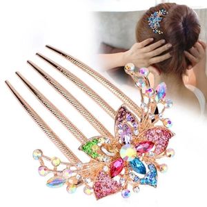 Coix de cheveux Crystal Flower Hirclips Fashion Maker Bun Combs Hairpins Shiny Hair pour femmes accessoires