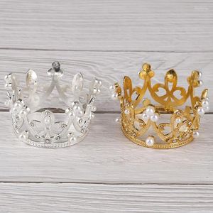 Clips de cheveux Elegant Gold Silver Color Mini Crown Princess Topper Crystal Pearl Tiara pour la Saint-Valentin Cadeau