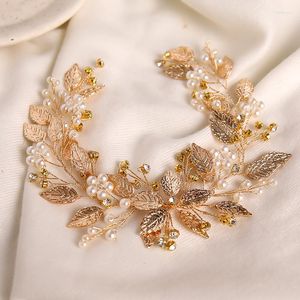 Pinces à cheveux mode feuille accessoires de mariage pour femmes mariée cristal strass couleur argent bandeaux or Rose bijoux bandeau