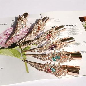 Pinzas para el cabello flor cristal Metal antideslizante pinza de cocodrilo herramienta de estilismo de peluquería accesorios pasadores para mujer