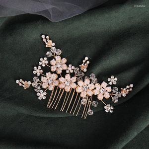 Pinzas para el cabello, peine lateral de flores, adorno de aleación hecho a mano, accesorios nupciales de estilo antiguo para mujeres y niñas