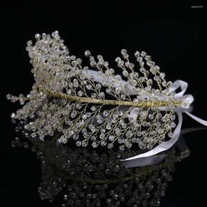 Clips de cabello de alta calidad Cristal transparente accesorios para bodas nupciales para mujeres Tiaras de hoja de diez rianas corona para joyas