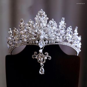 Pinces à cheveux HIMSTORY couronne de mariée paon avec goutte d'eau accessoires de mariage scène Banquet Style bijoux diadème Boda