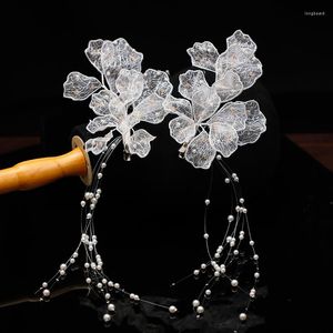 Pinces à cheveux Style coréen mariée mariage diadème perle frangée dentelle crêpe fleur feuille épingle à cheveux accessoires