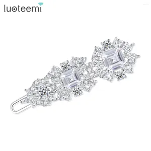 Pinces à cheveux LUOTEEMI Top qualité clair cubique zircone français Barrette pince pour mariée mariage bijoux de mariée fête casque