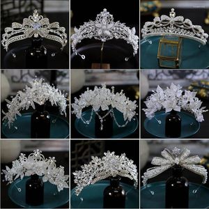 Pinces à cheveux de luxe couleur argent, couronnes en cristal strass, diadème de mariée, mode reine de mariage, couvre-chef, accessoires bijoux