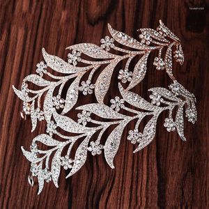 Pinces à cheveux de luxe couleur argent cristal feuille vigne diadèmes de mariée couronnes accessoires de mariage strass Pageant couronne mariée tête bijoux