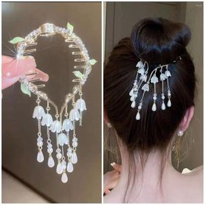 Pinces à cheveux Mori Xianmei strass papillon perle haute boule tête pince épingle à cheveux romantique cloche orchidée chapeaux diadème